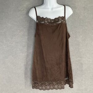 Maurices Top Womens Sz 2X Brown Lace Trim Cami Crinkle Capsule Essential